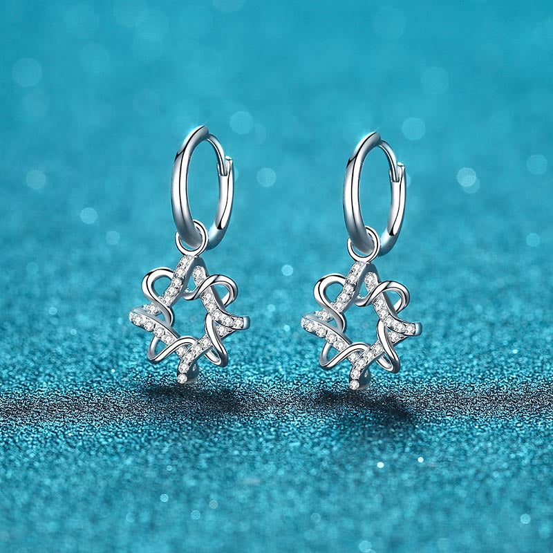 925 Sterling Silver Geometric Stud Earrings with 0.28ct Moissanite – Minimalist Chinese Lucky Cloud Design