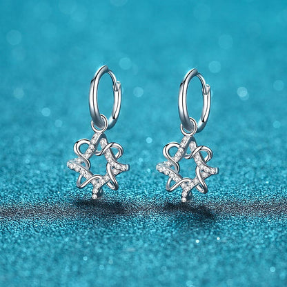 925 Sterling Silver Geometric Stud Earrings with 0.28ct Moissanite – Minimalist Chinese Lucky Cloud Design