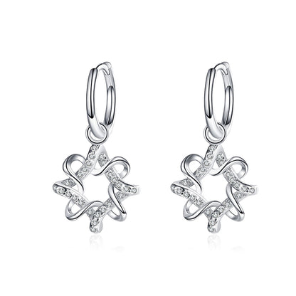 925 Sterling Silver Geometric Stud Earrings with 0.28ct Moissanite – Minimalist Chinese Lucky Cloud Design