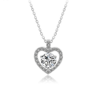 925 Sterling Silver Heart Pendant Necklace with 1ct Moissanite Cross Chain Women's Versatile Jewelry