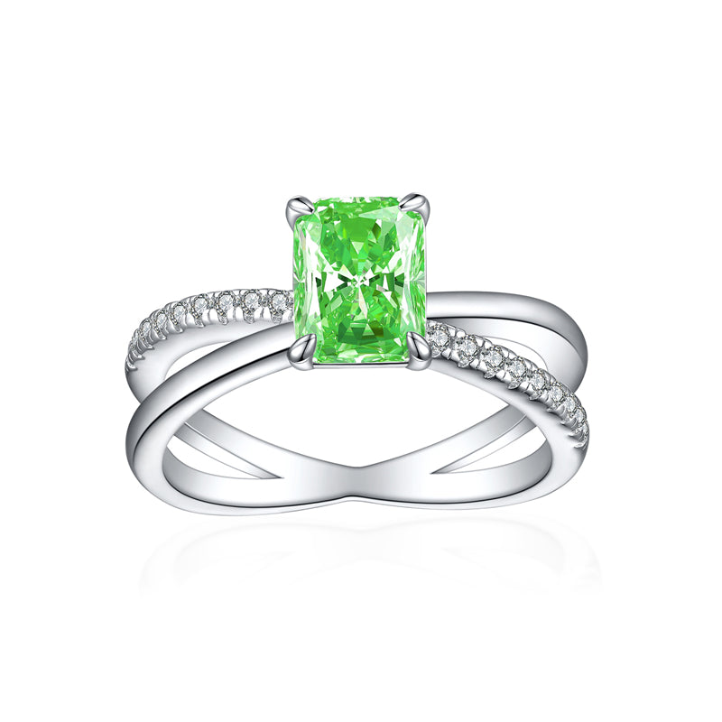 925 Sterling Silver Ice-Cut Square Gemstone Ring - Elegant Bow Design High Carbon Diamond Women's Band