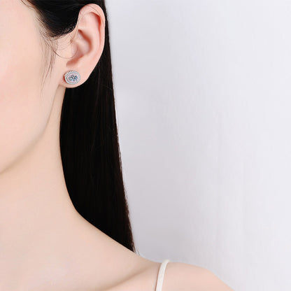 925 Sterling Silver Oval Moissanite Huggie Hoop Earrings - Rose Gold Plated (1CT Total)