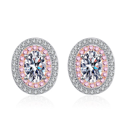 925 Sterling Silver Oval Moissanite Huggie Hoop Earrings - Rose Gold Plated (1CT Total)