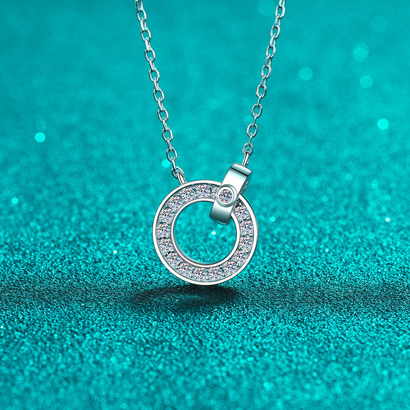 925 Sterling Silver PT950-Plated Initial Pendant Necklace - 0.45CT Moissanite Dainty Collarbone Chain