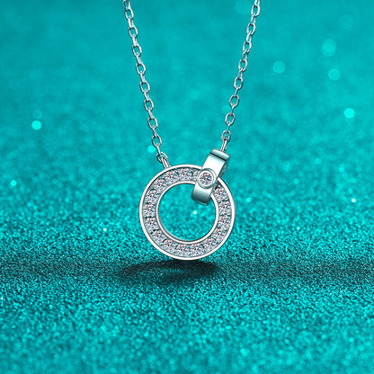 925 Sterling Silver PT950-Plated Initial Pendant Necklace - 0.45CT Moissanite Dainty Collarbone Chain