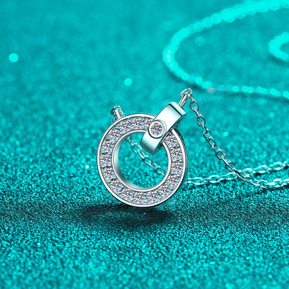 925 Sterling Silver PT950-Plated Initial Pendant Necklace - 0.45CT Moissanite Dainty Collarbone Chain