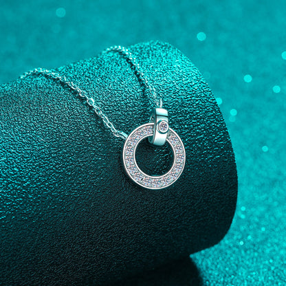 925 Sterling Silver PT950-Plated Initial Pendant Necklace - 0.45CT Moissanite Dainty Collarbone Chain
