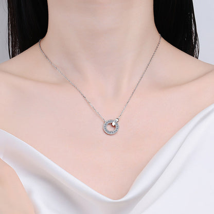 925 Sterling Silver PT950-Plated Initial Pendant Necklace - 0.45CT Moissanite Dainty Collarbone Chain