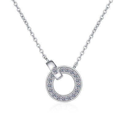 925 Sterling Silver PT950-Plated Initial Pendant Necklace - 0.45CT Moissanite Dainty Collarbone Chain