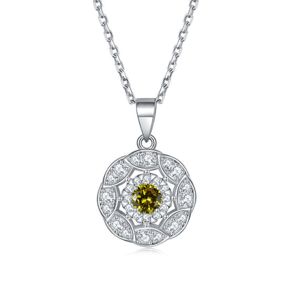 925 Sterling Silver Peridot Zircon Necklace - Modern Botanical Jewelry