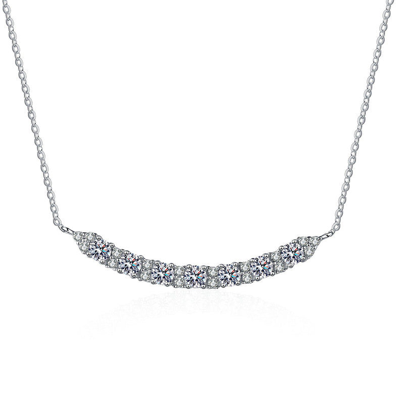925 Sterling Silver Smile Pendant Necklace - 0.7CT Moissanite Korean Minimalist Chain