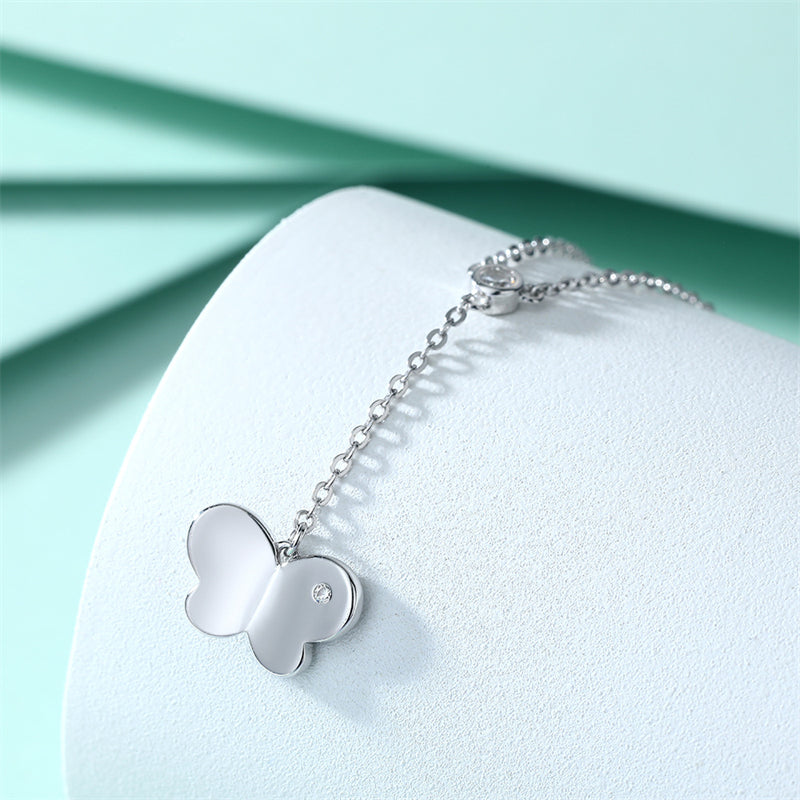 925 Sterling Silver Tassel Butterfly Pendant Necklace - Elegant Layered Chain for Women