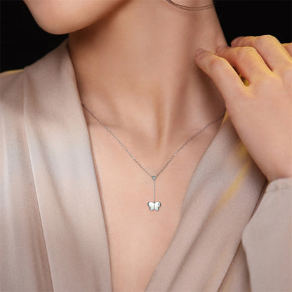 925 Sterling Silver Tassel Butterfly Pendant Necklace - Elegant Layered Chain for Women