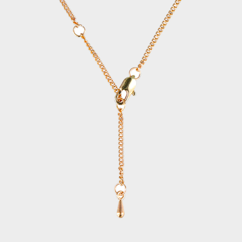 Rose gold cross chain with water drop beads