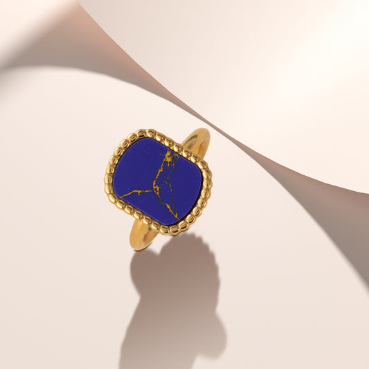 Square Blue Mother of Pearl Ring