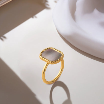 Elegant Grey Mother of Pearl Inlaid Ring
