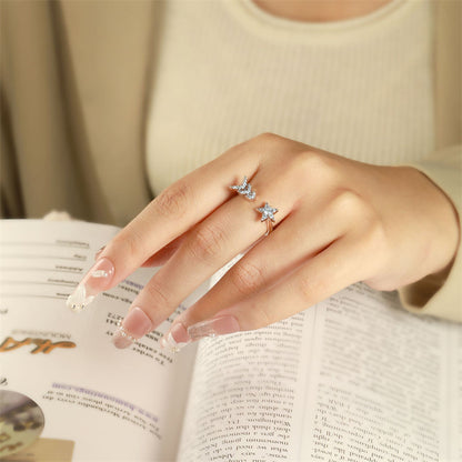 Adjustable Crown 925 Silver Ring - Elegant Open Band with Geometric Detailing