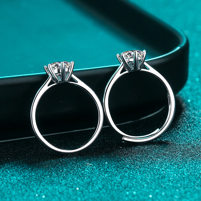 Adjustable Hexagon Zircon Ring for Women - 4/5/6.5/8mm Minimalist Geometric Ring in PT950-Plated 925 Silver