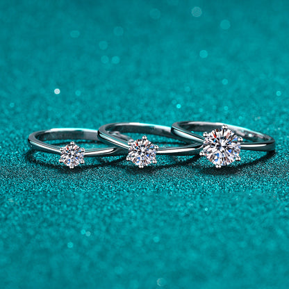 Adjustable Hexagon Zircon Ring for Women - 4/5/6.5/8mm Minimalist Geometric Ring in PT950-Plated 925 Silver