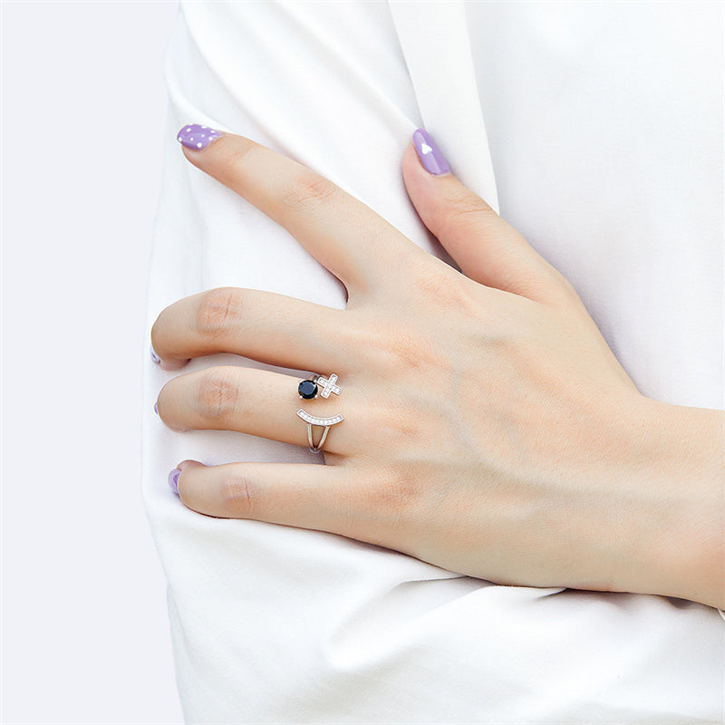 Adjustable S925 Sterling Silver Initial Ring – Floral Korean-Style Jewelry