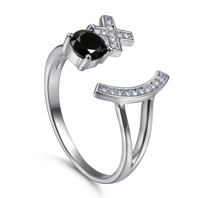 Adjustable S925 Sterling Silver Initial Ring – Floral Korean-Style Jewelry