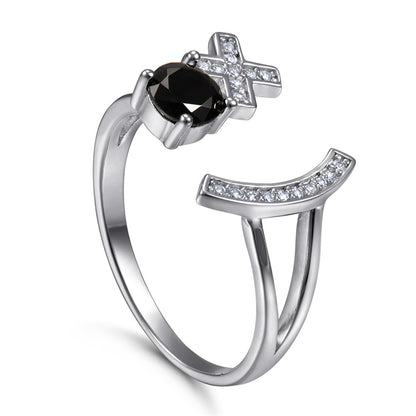 Adjustable S925 Sterling Silver Initial Ring – Floral Korean-Style Jewelry