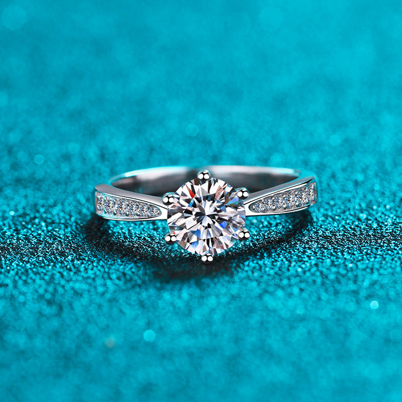 Adjustable Vintage Medal Zircon Ring for Women - 5/6.5/8mm Solitaire Statement Ring in Electroplated 925 Silver