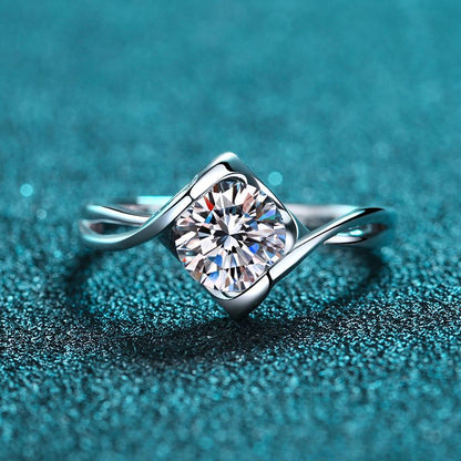 Angel's Kiss Heart Shape Moissanite Ring in 925 Sterling Silver | 1ct Orange Inspired Design