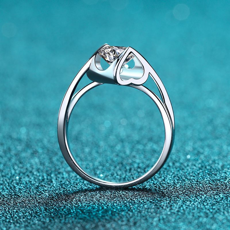 Angel's Kiss Heart Shape Moissanite Ring in 925 Sterling Silver | 1ct Orange Inspired Design