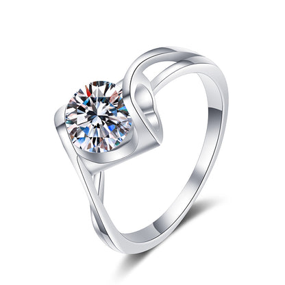 Angel's Kiss Heart Shape Moissanite Ring in 925 Sterling Silver | 1ct Orange Inspired Design