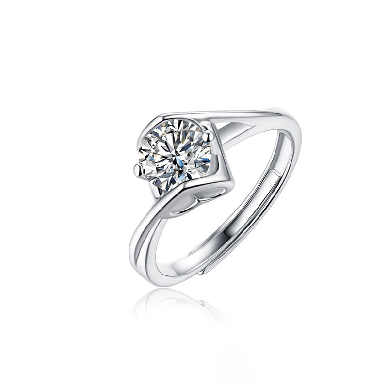 Angelic Geometric Ring with Moissanite