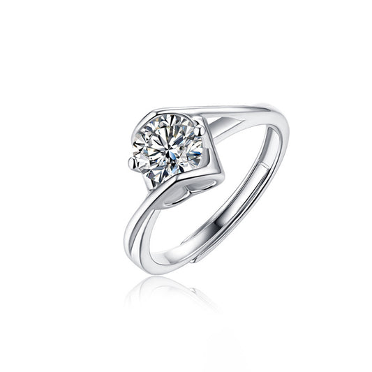 Angelic Geometric Ring with Moissanite