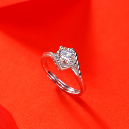 Angelic Geometric Ring with Moissanite