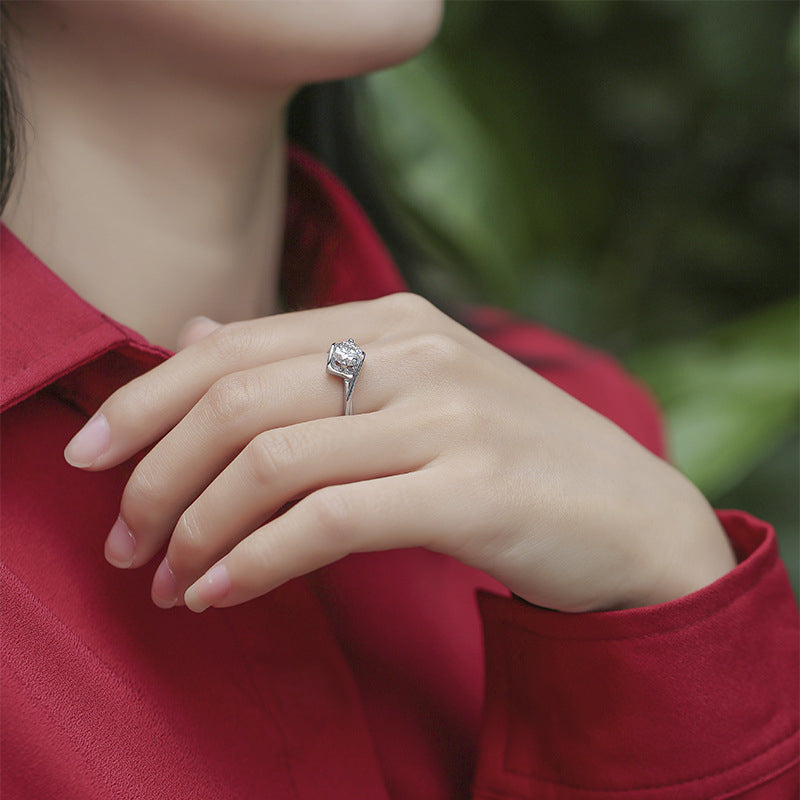 Angelic Geometric Ring with Moissanite
