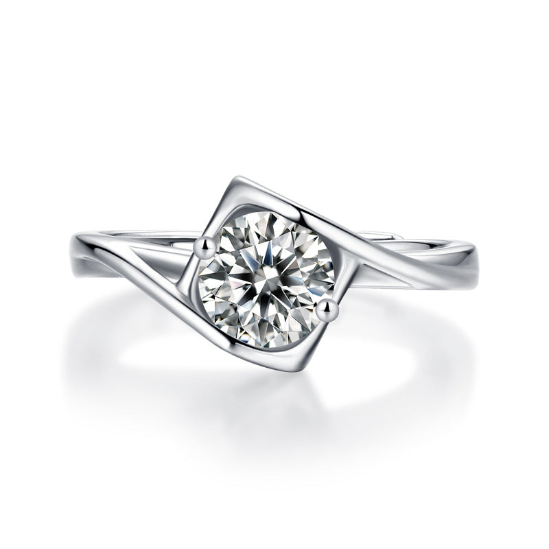 Angelic Geometric Ring with Moissanite