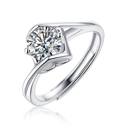 Angelic Geometric Ring with Moissanite