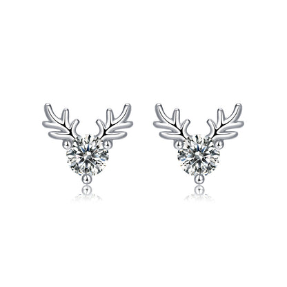 Antler Moissanite Stud Earrings in 925 Silver