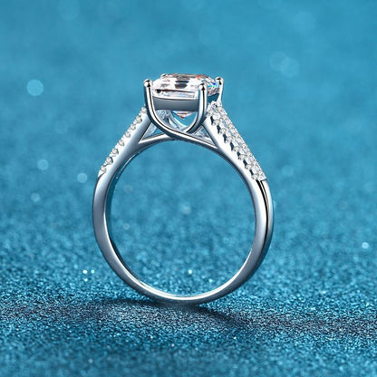 Asscher Cut 2ct Moissanite Statement Ring in 925 Sterling Silver | Micro-Pavé Band Monster Design