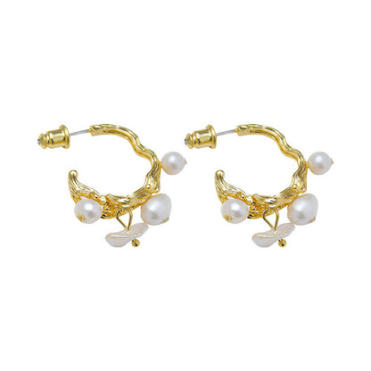 Asymmetric Geometric Drop Earrings in Genuine Gold Plating