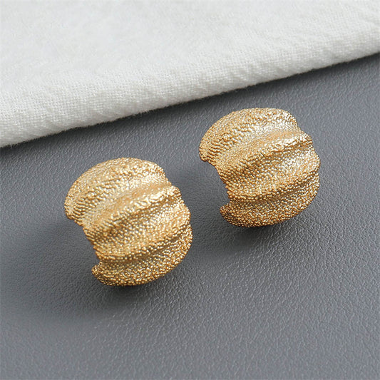 Asymmetric Geometric Stud Earrings in Genuine Gold Plating