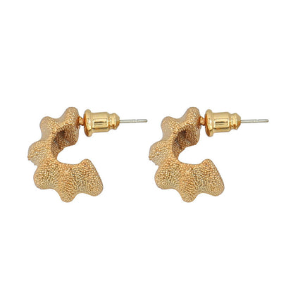 Asymmetric Geometric Stud Earrings in Genuine Gold Plating