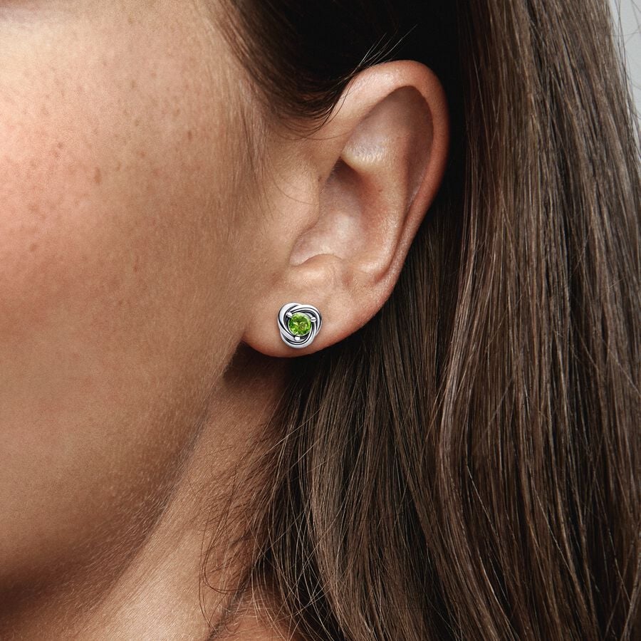 August Birthstone Eternity Circle Stud Earrings