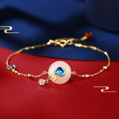 Auspicious Cloud Bracelet Hetian Jade Seed Silver Jewelry