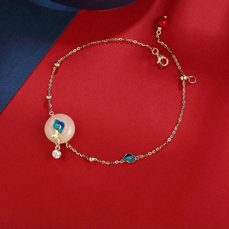 Auspicious Cloud Bracelet Hetian Jade Seed Silver Jewelry