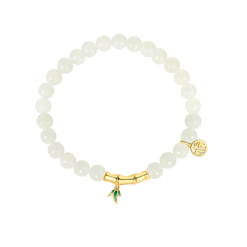 Bamboo Leaf Bracelet 925 Silver Jade Chinese Style Jewelry