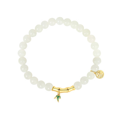 Bamboo Leaf Bracelet 925 Silver Jade Chinese Style Jewelry