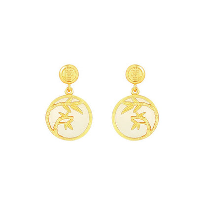 Genuine Hetian Jade Seed Material Stud Earrings - 925 Silver Backing, Exquisite Craftsmanship