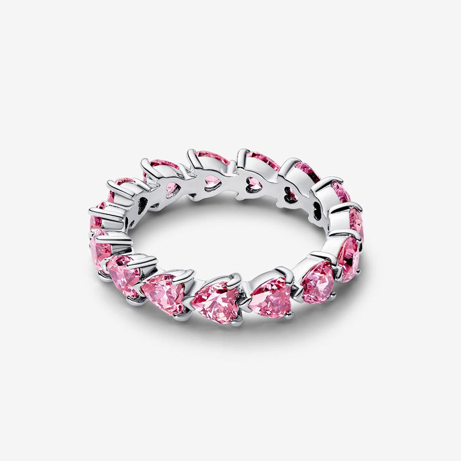 Sterling Silver Pink Hearts Ring