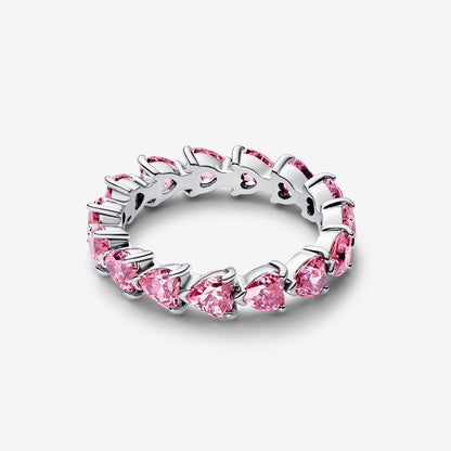 Sterling Silver Pink Hearts Ring