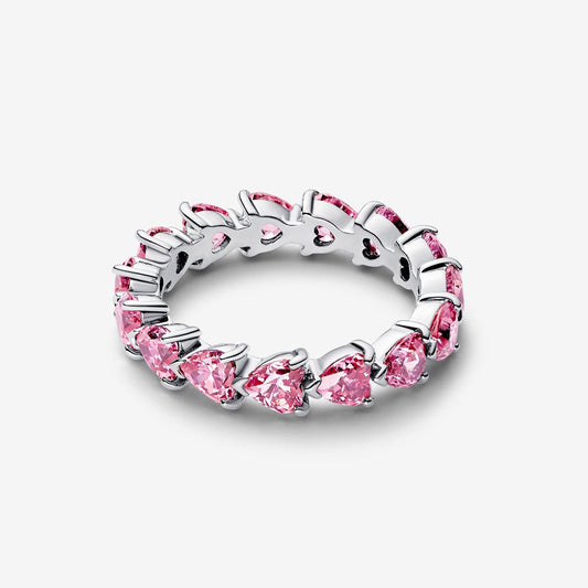 Sterling Silver Pink Hearts Ring